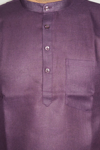 SHARPLINEN MEN'S HALF SLEEVE KURTA WINE